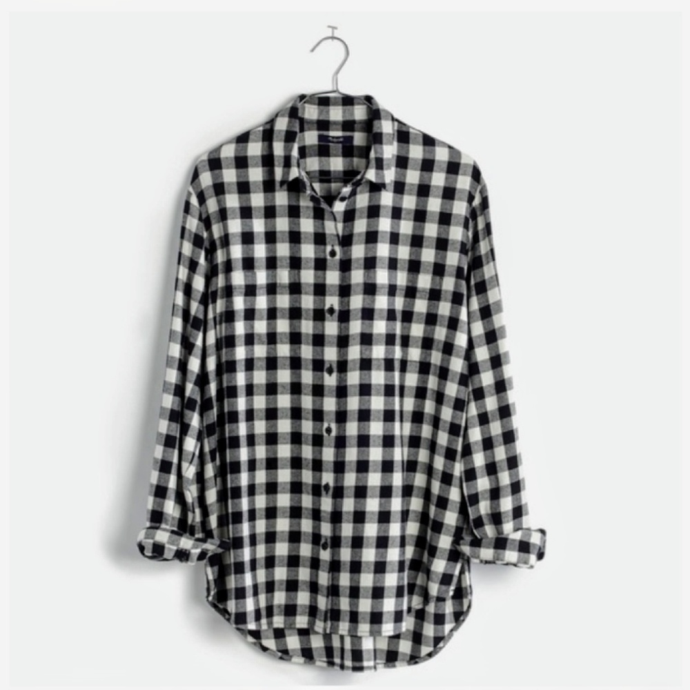 Madewell check flannel in black and white size L